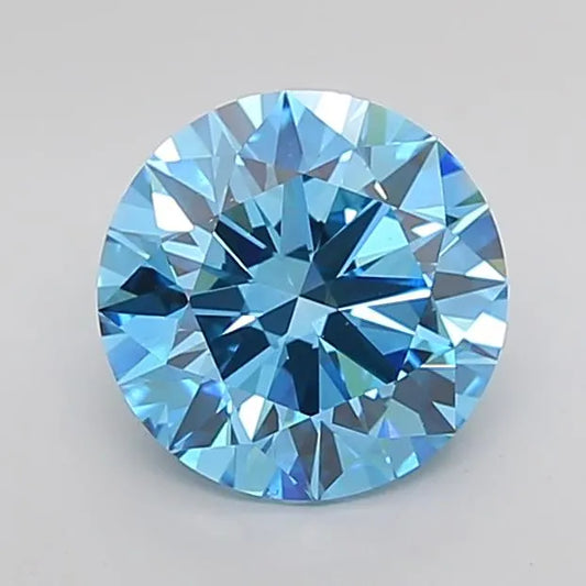 0.92ct Round Lab Grown Diamond (Colour Fancy Vivid Blue, Clarity VS1, Cut ID, IGI Certified)